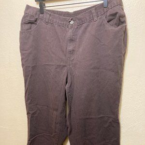 Woman Within Women's Plus Size Brown Elastic Back Cotton Pull On Pants Size 18W